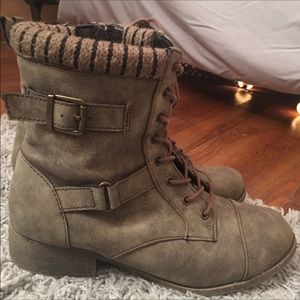 Taupe Combat Boots